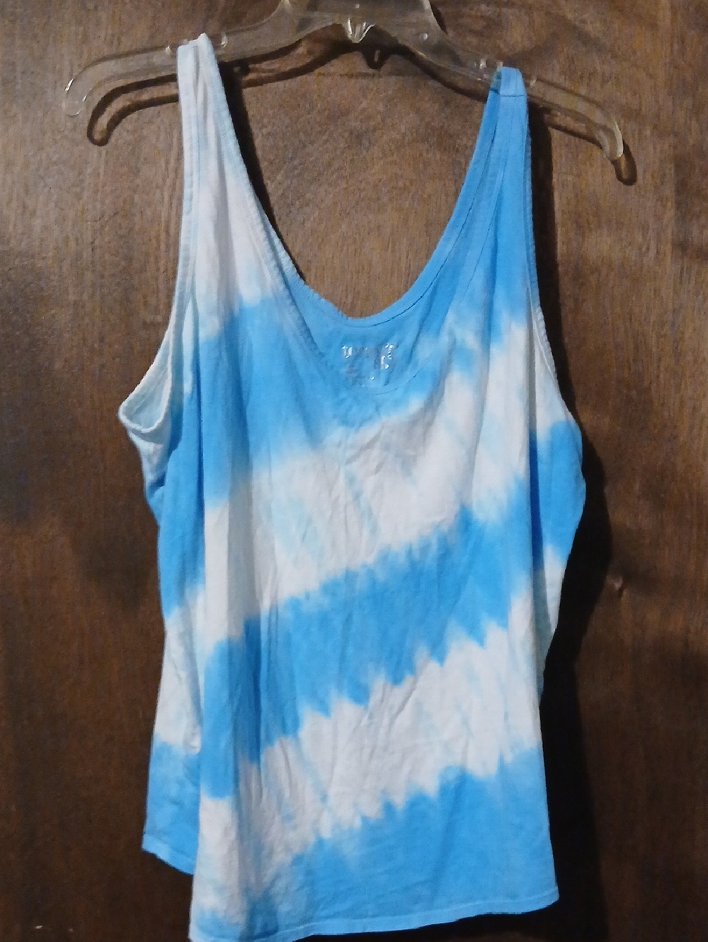 Terra & Sky Blue and White Tie-Dye Scoop Neck Tank